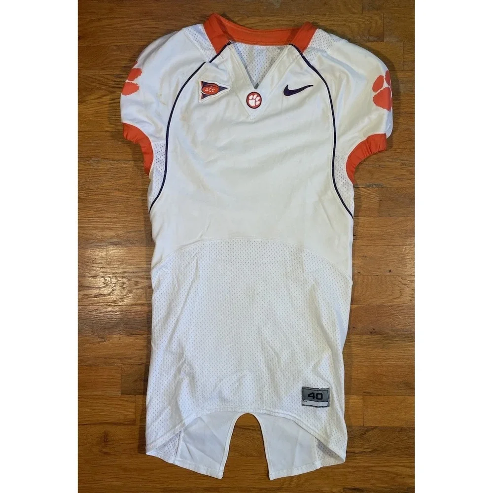 Nike Clemson Tigers Game Issue Football Jersey Size 40 Blank Line-Cut White